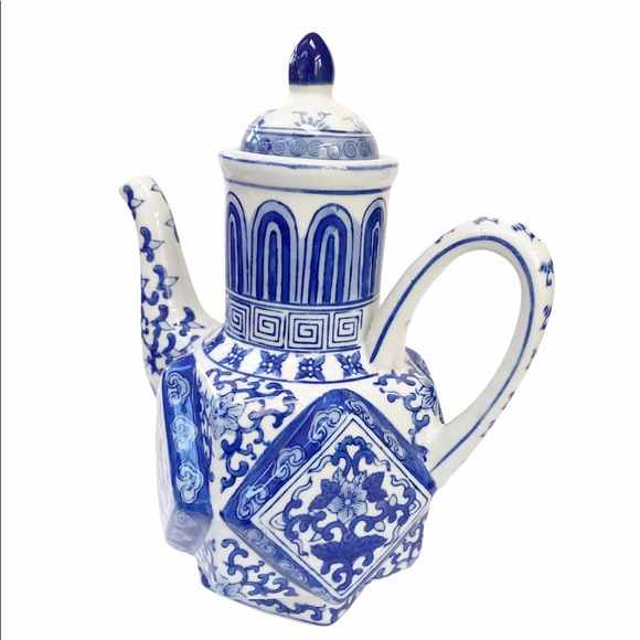 Andrea by Sadek Blue White Porcelain Tea Pot - Picture 5 of 13